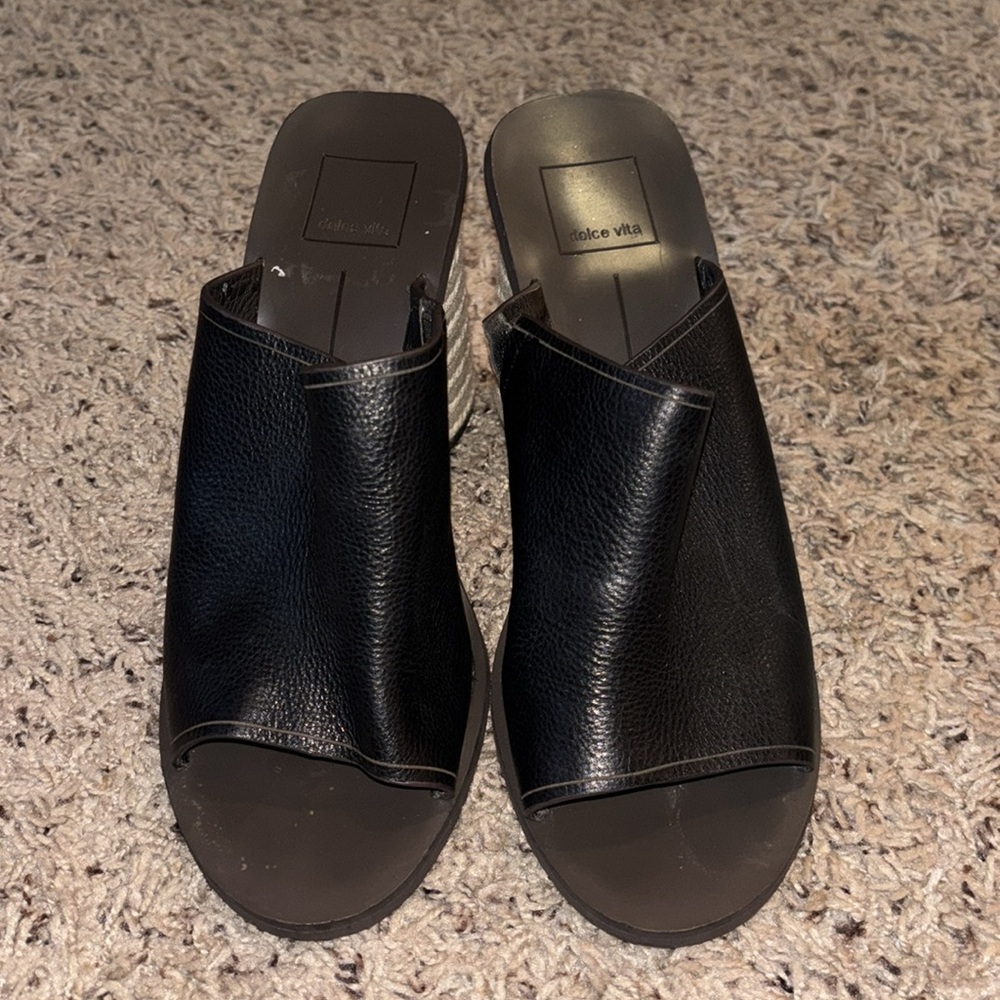 Dolce Vita- ALBA BLACK LEATHER SANDALS size 8.5 - Picture 2 of 5